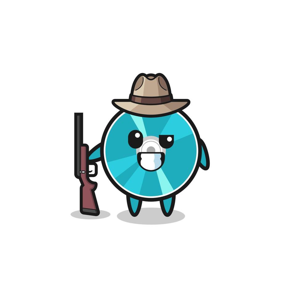 optical disc hunter mascot holding a gun vector