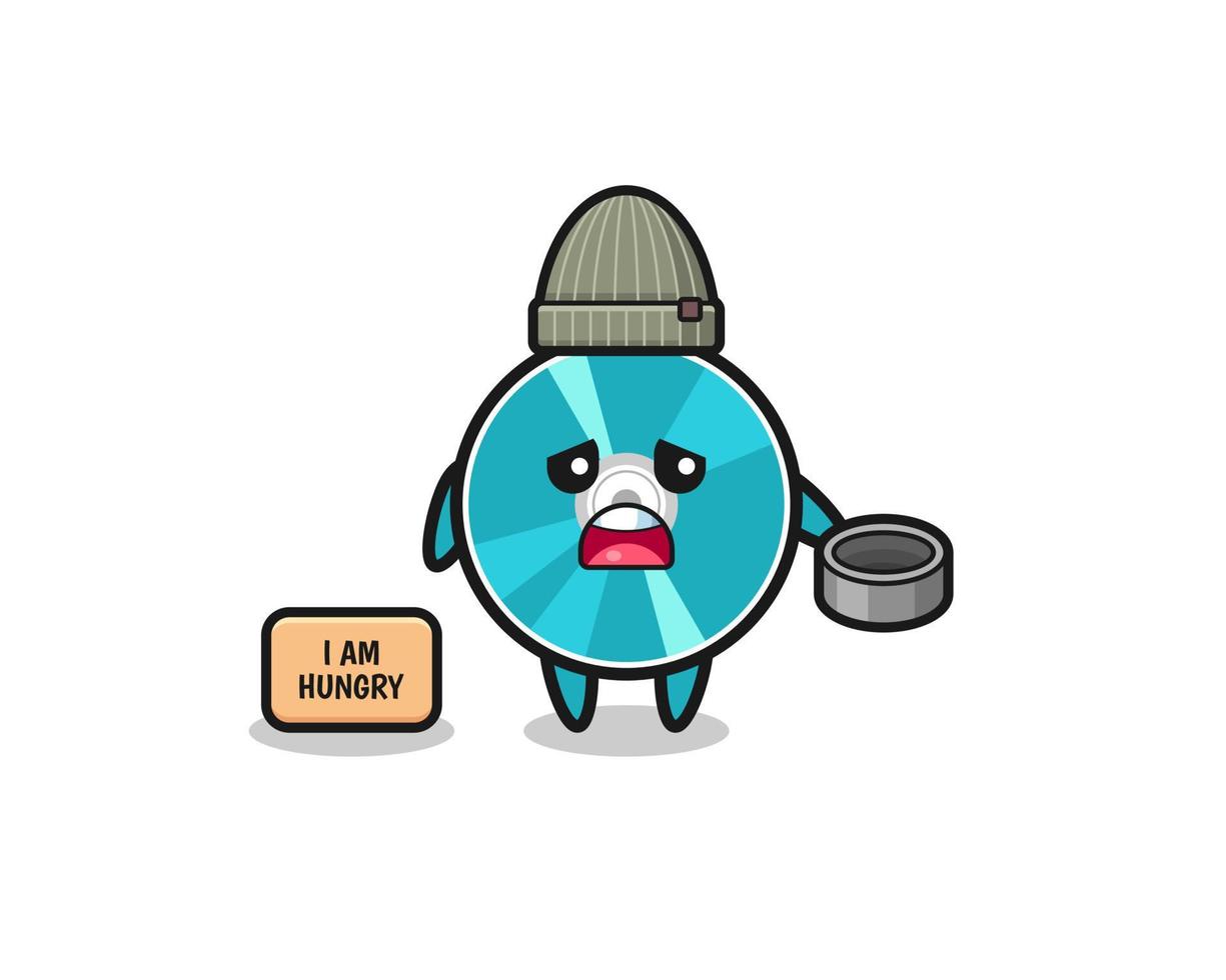 cute optical disc beggar cartoon character vector