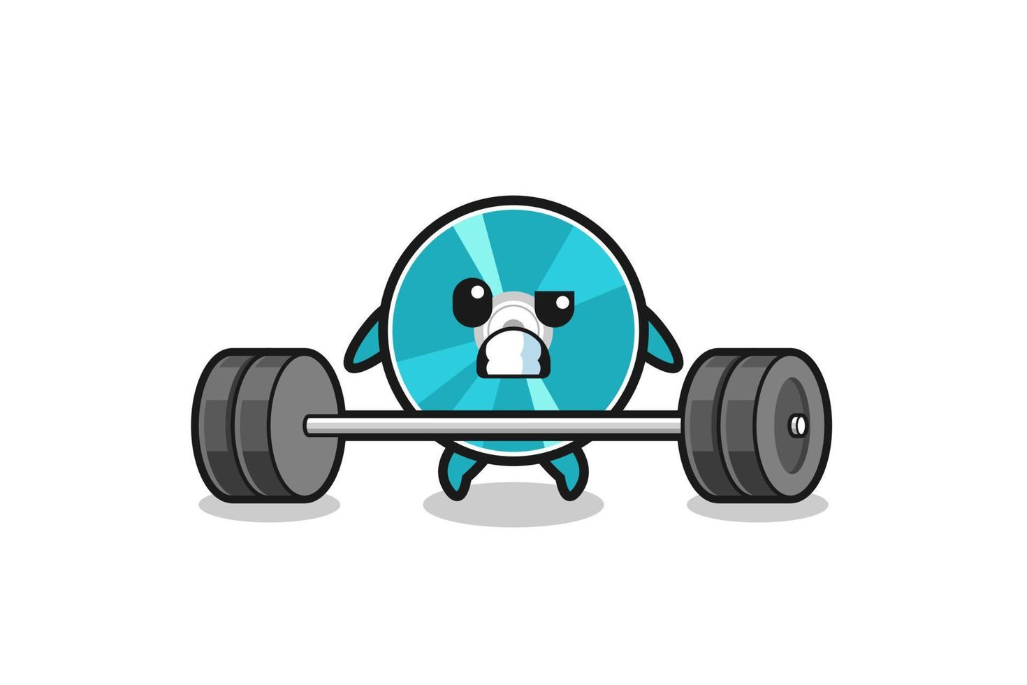 cartoon of optical disc lifting a barbell vector
