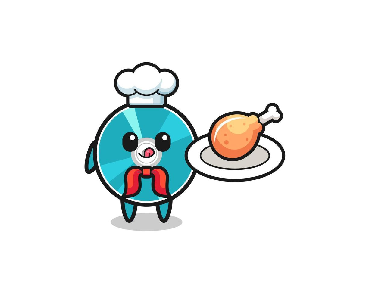 optical disc fried chicken chef cartoon character vector