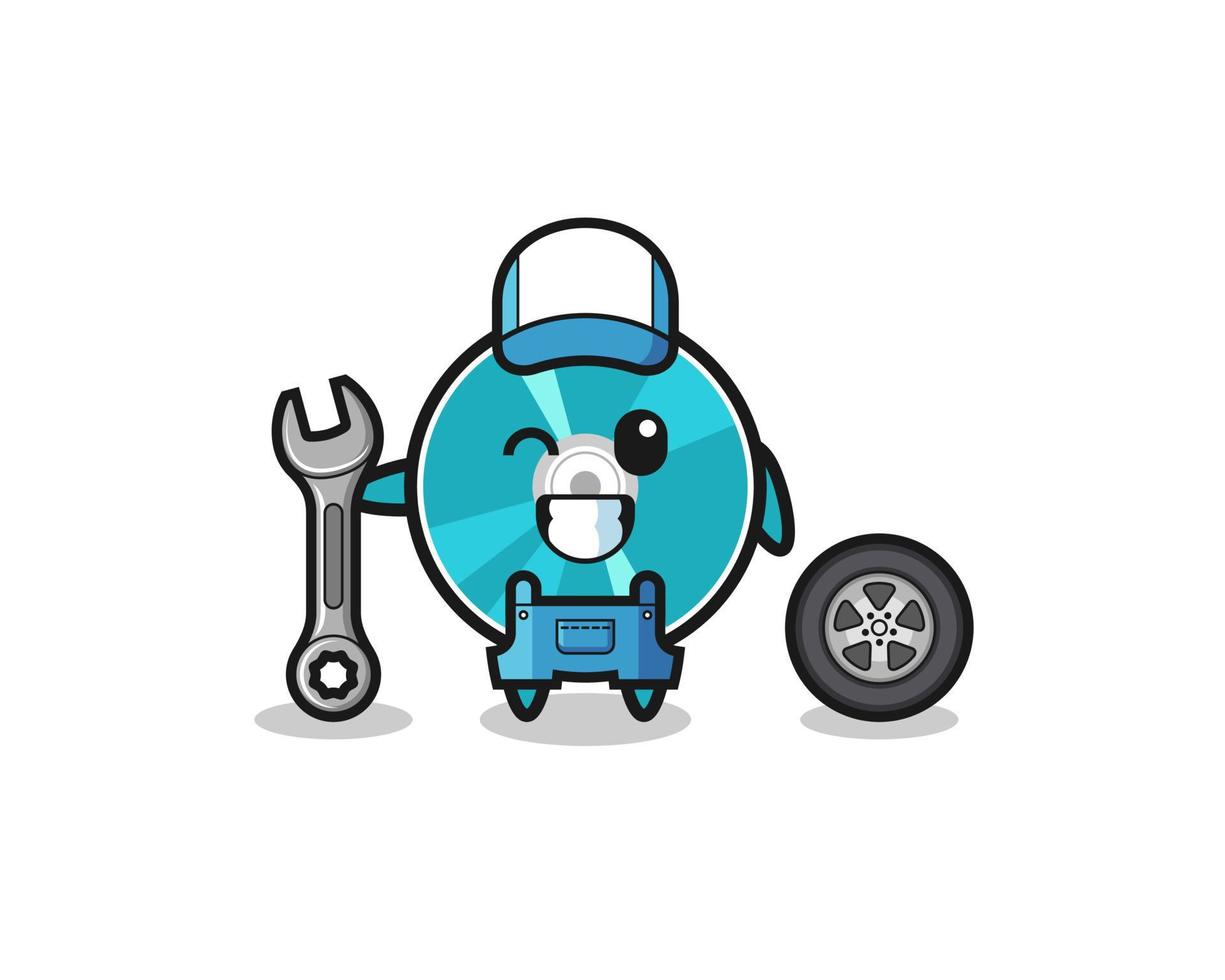 the optical disc character as a mechanic mascot vector