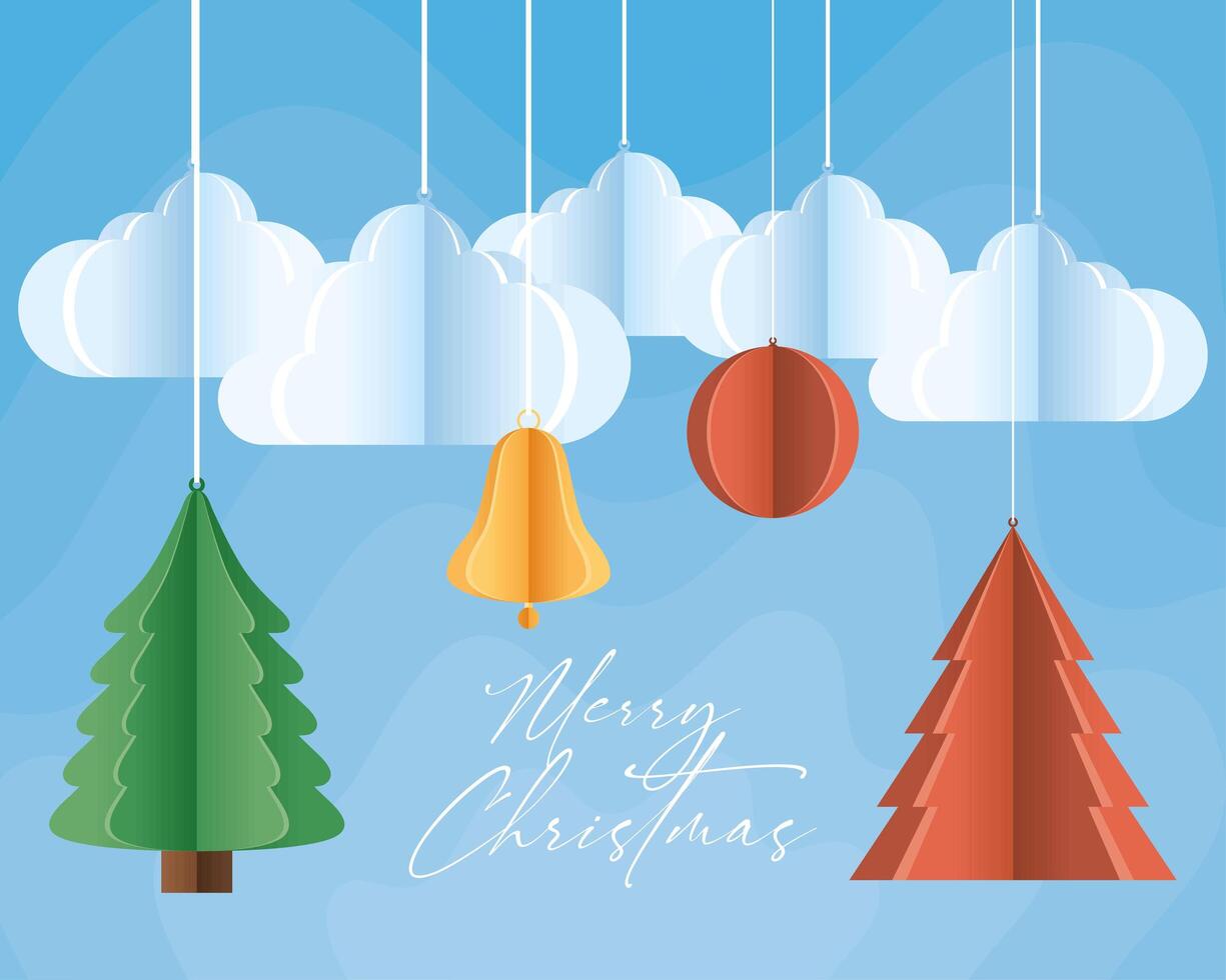 happy merry christmas card vector