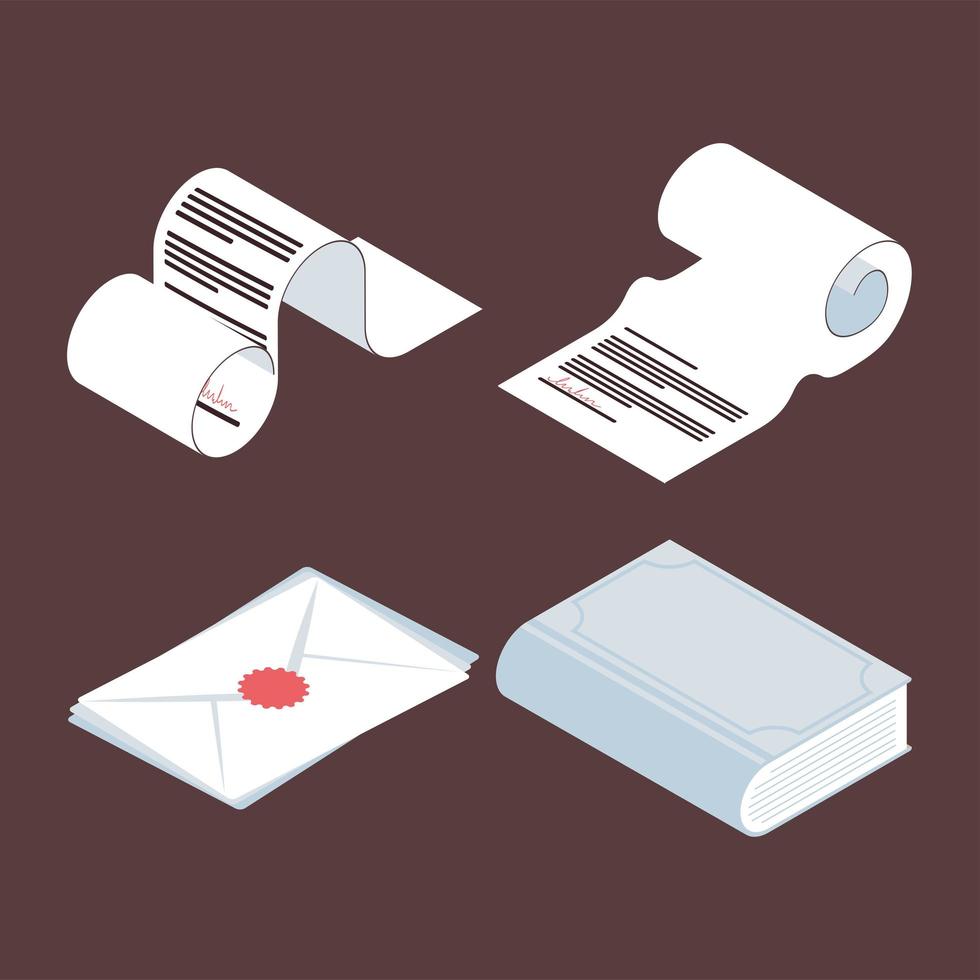 notary service four icons vector