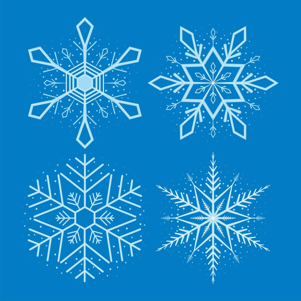four snowflakes winter icons vector
