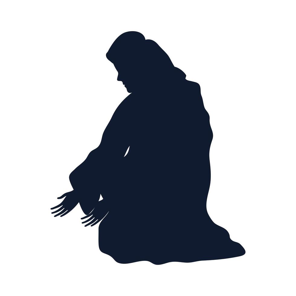 mary virgin silhouette manger vector