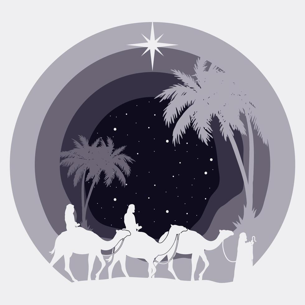 siluetas de pesebre de reyes mágicos vector