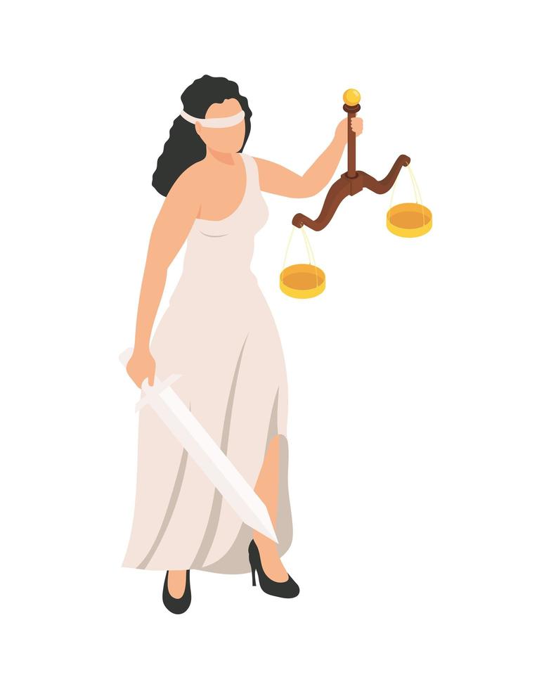 mujer de justicia con equilibrio vector