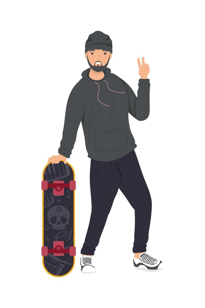 joven en patineta vector