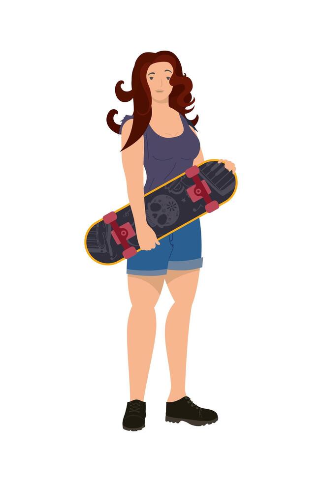 young girl in skateboard vector