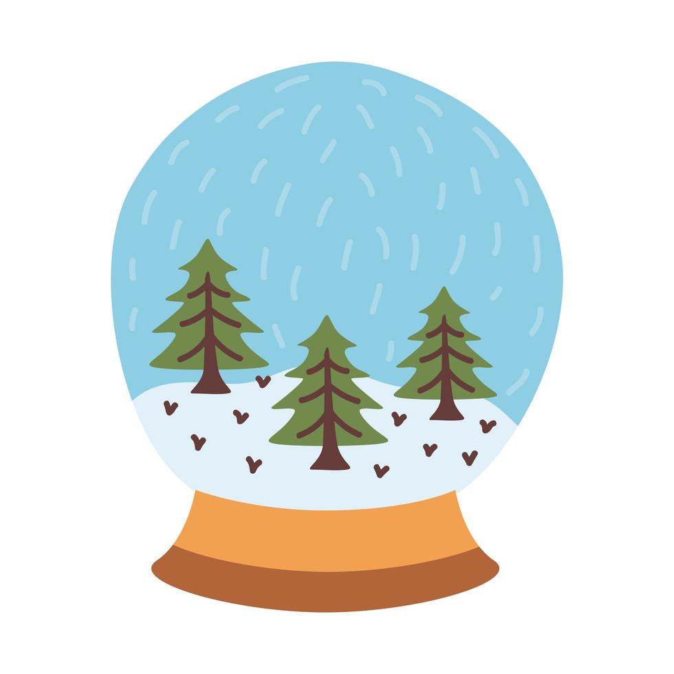 esfera navideña con paisaje nevado vector