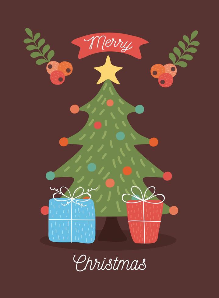 merry christmas tree vector