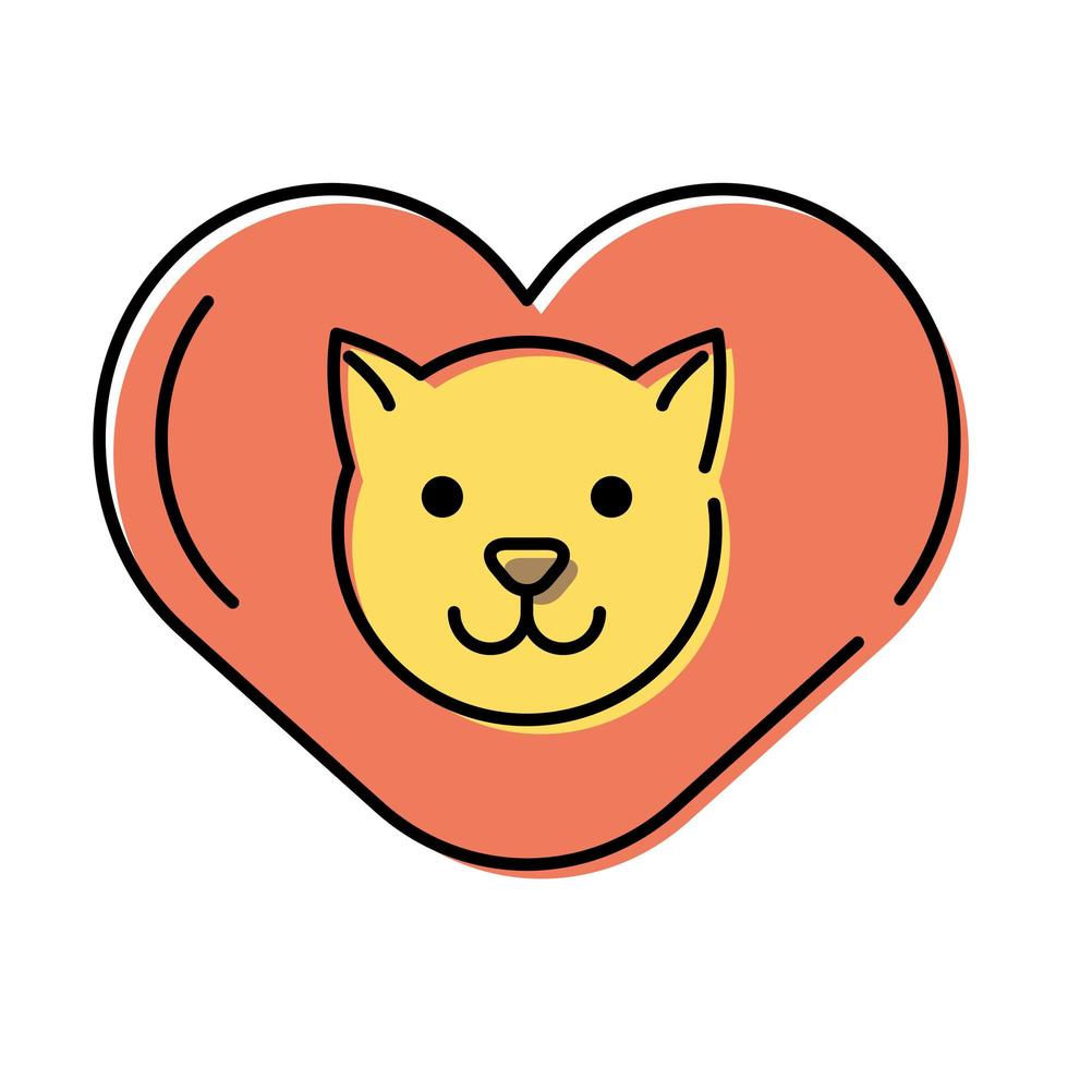 cute little cat mascot in heart vector