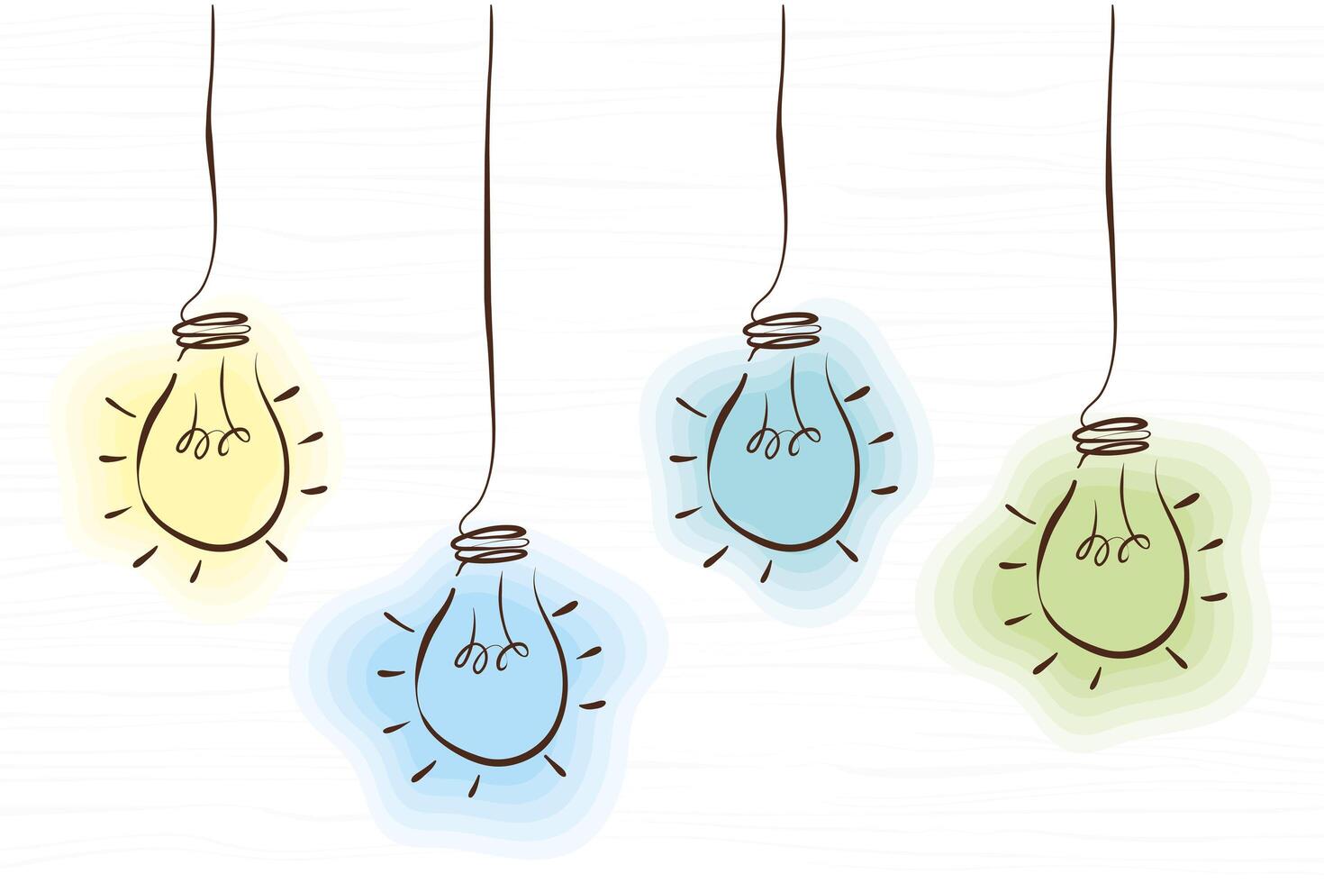 four bulbs hanging icons vector