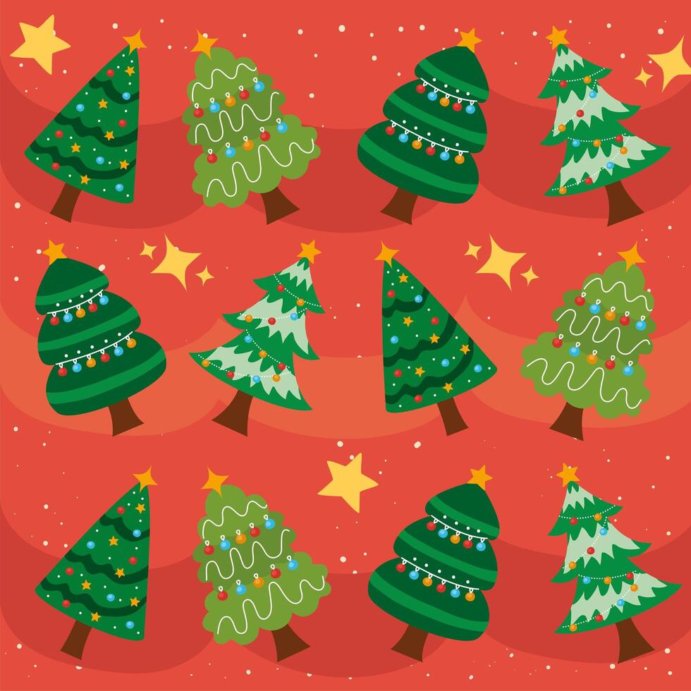 christmas trees pattern background vector