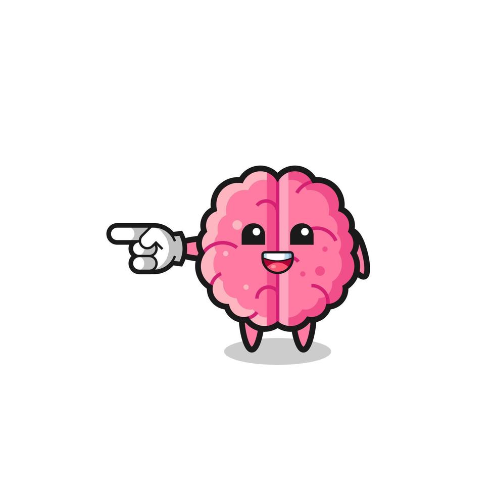 brain cartoon with pointing left gesture vector