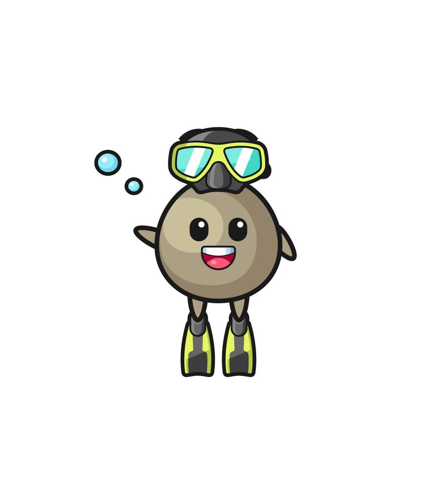 the money sack diver cartoon character vector