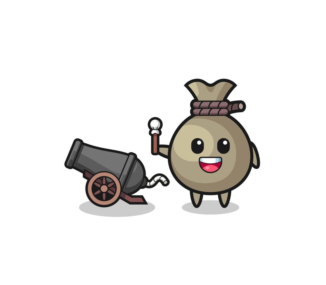 cute money sack shoot using cannon vector