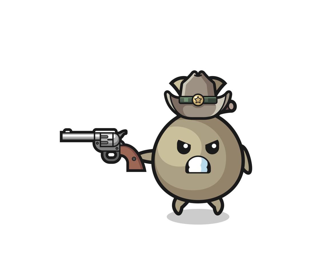 the money sack cowboy shooting with a gun vector