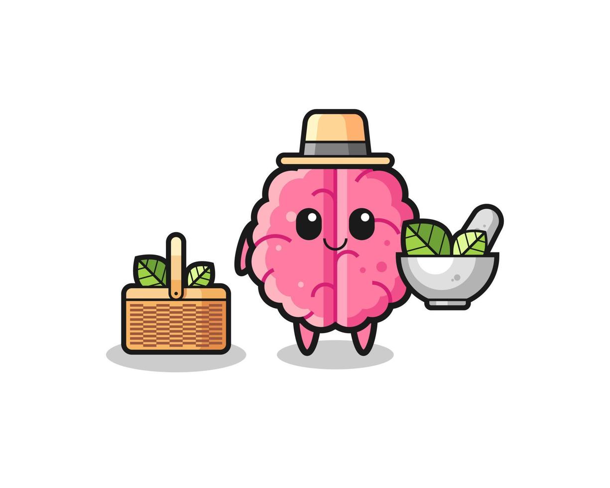 brain herbalist cute cartoon vector