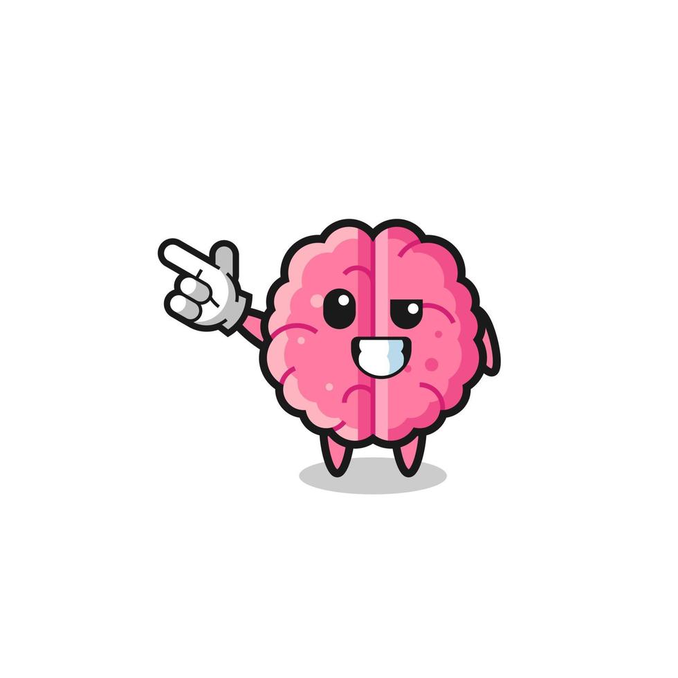 brain mascot pointing top left vector