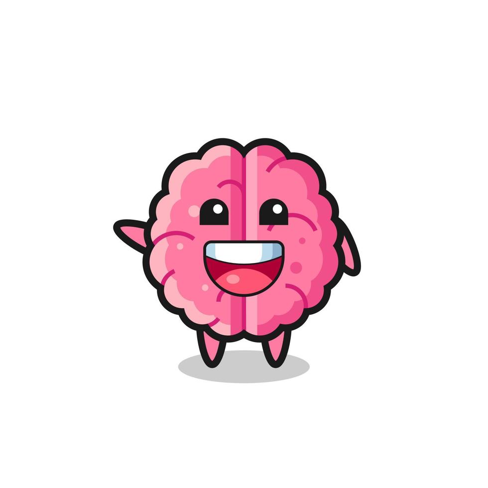 happy brain cute mascot character vector