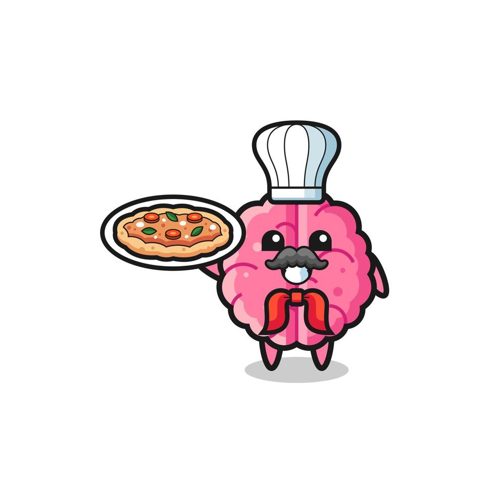 brain character as Italian chef mascot vector