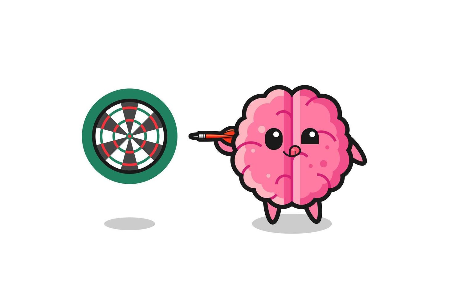 cute brain is playing dart vector