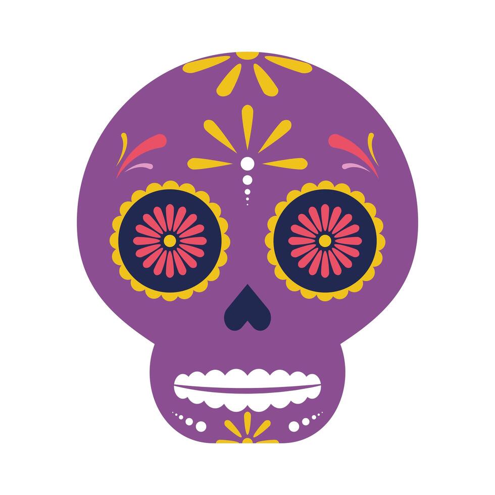 traditional mexican skull head icon vector