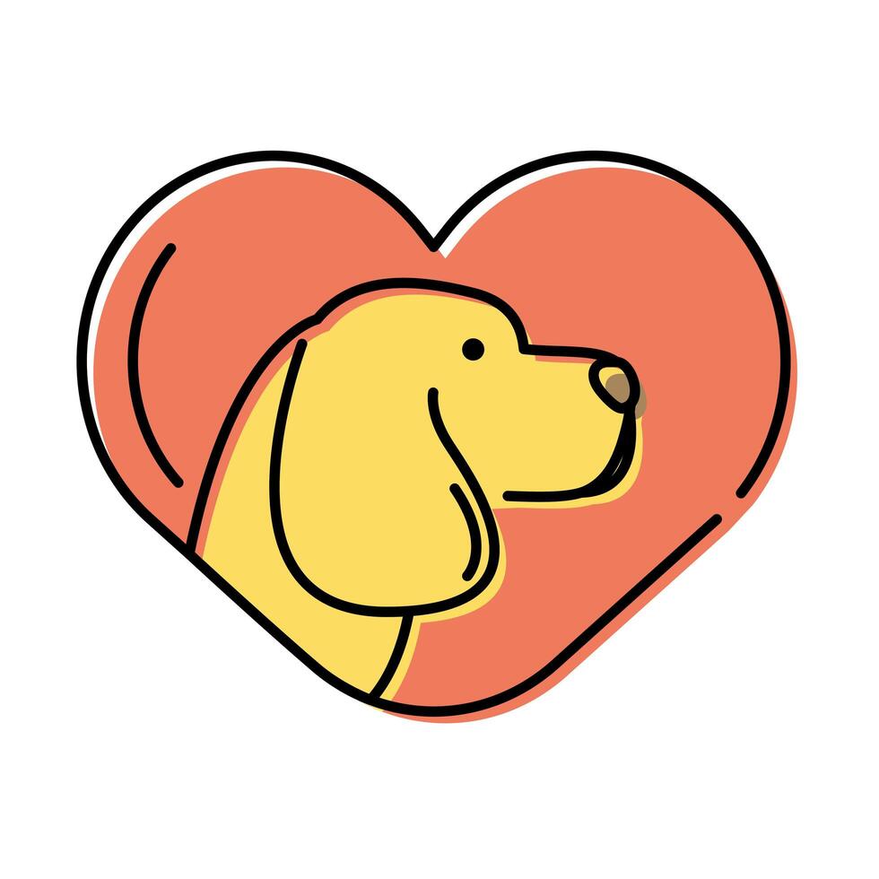 cute little dog head in heart vector