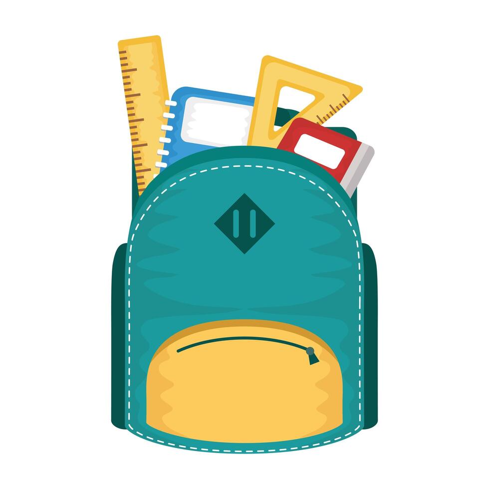 school bag with set supplies vector
