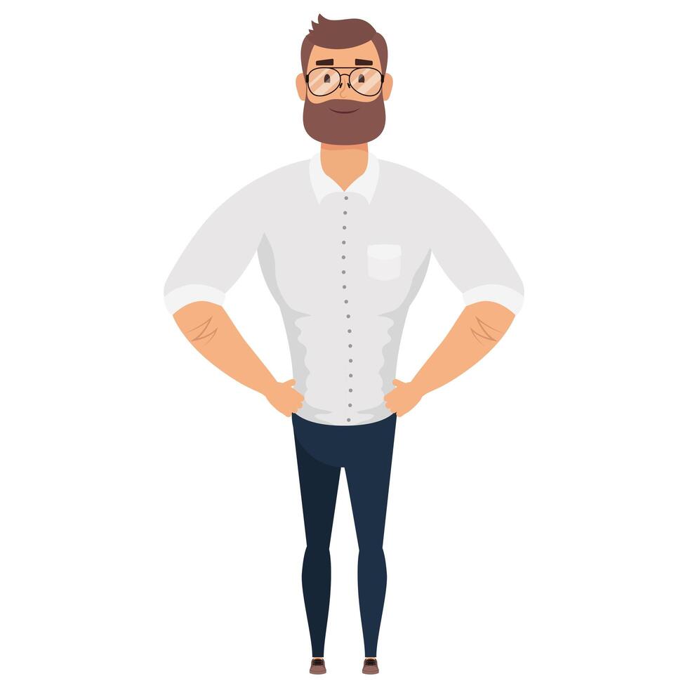 young man with beard avatar character vector