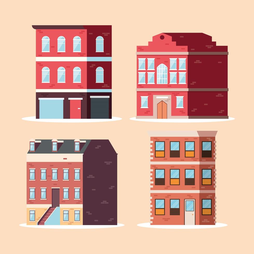 four great buildings vector