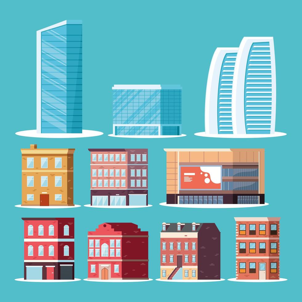 ten great buildings vector
