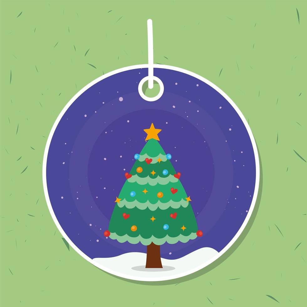 christmas tree in tag vector
