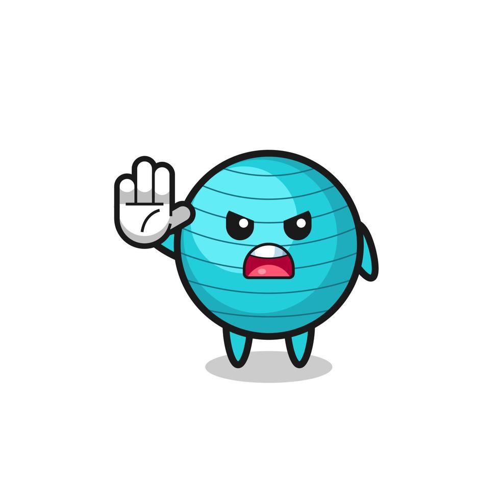 exercise ball character doing stop gesture vector