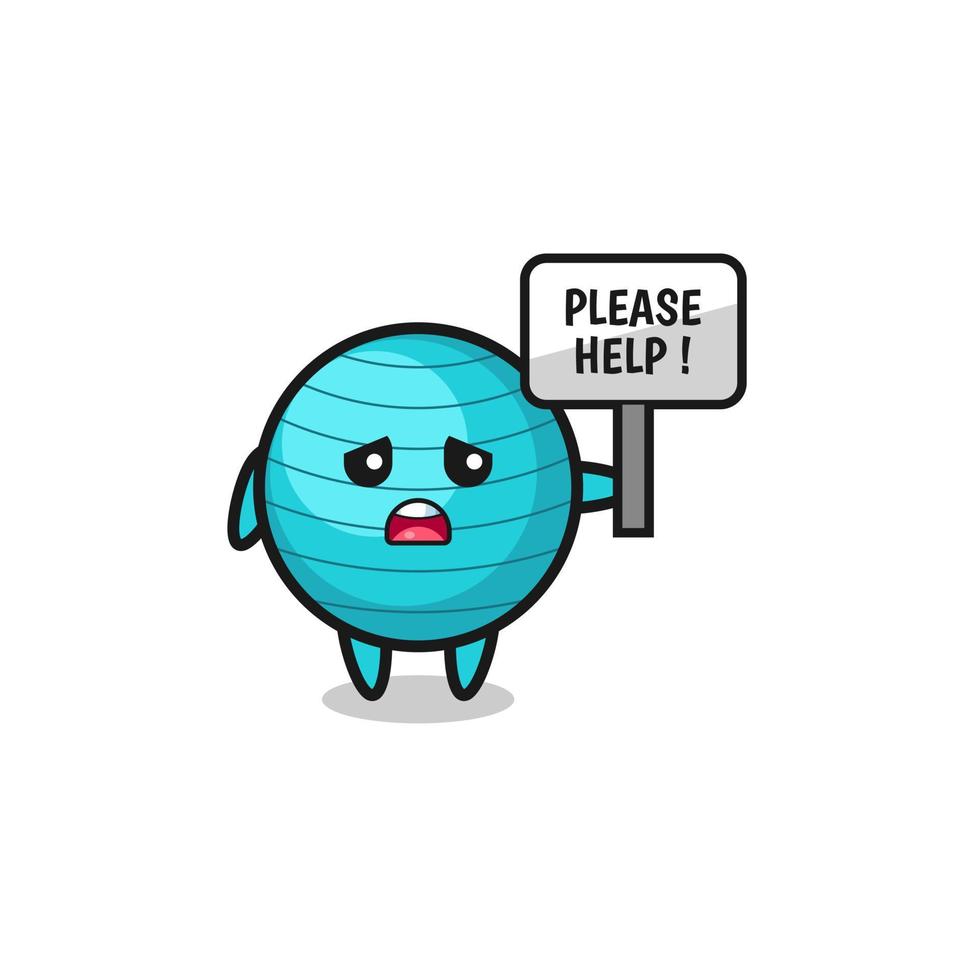 cute exercise ball hold the please help banner vector