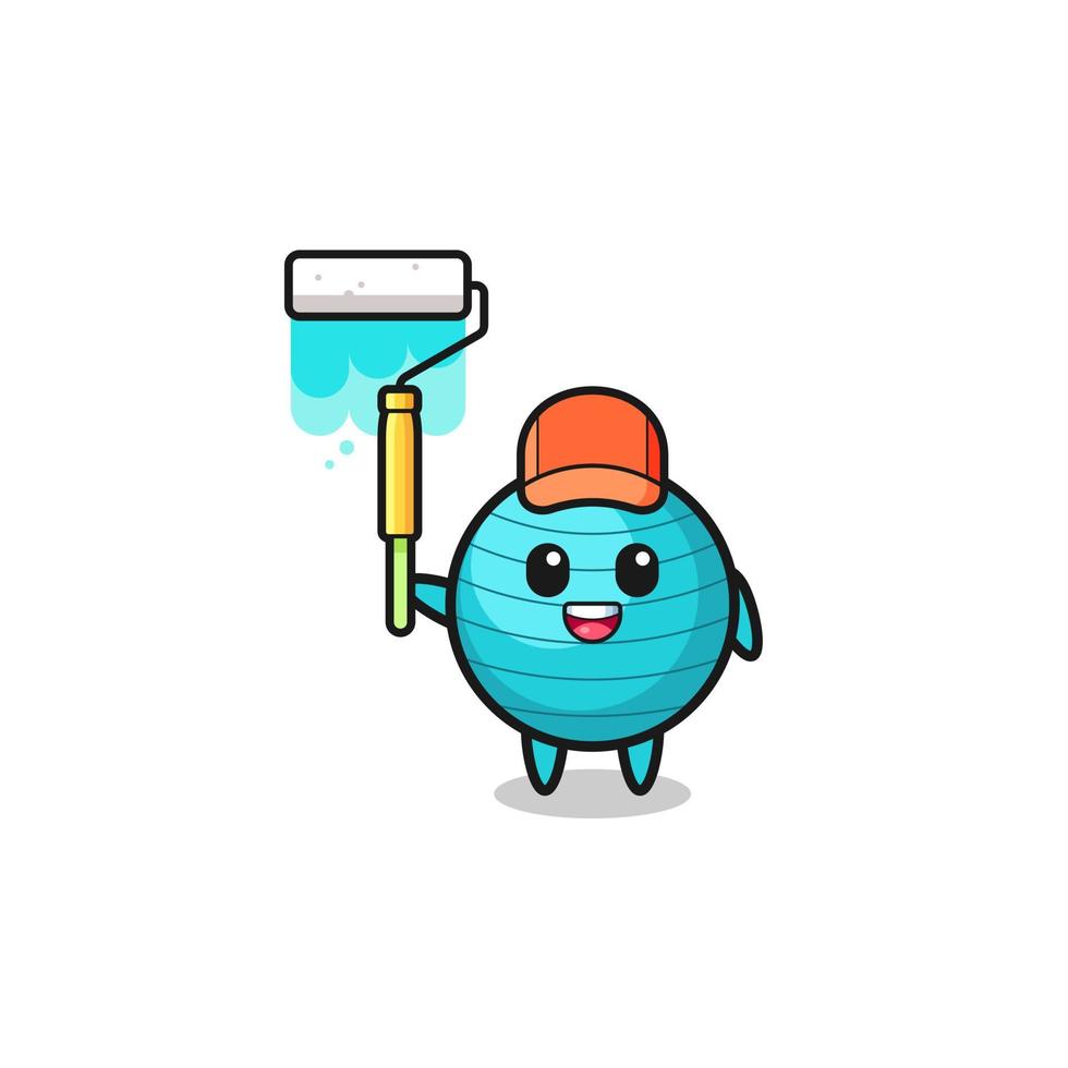 the exercise ball painter mascot with a paint roller vector