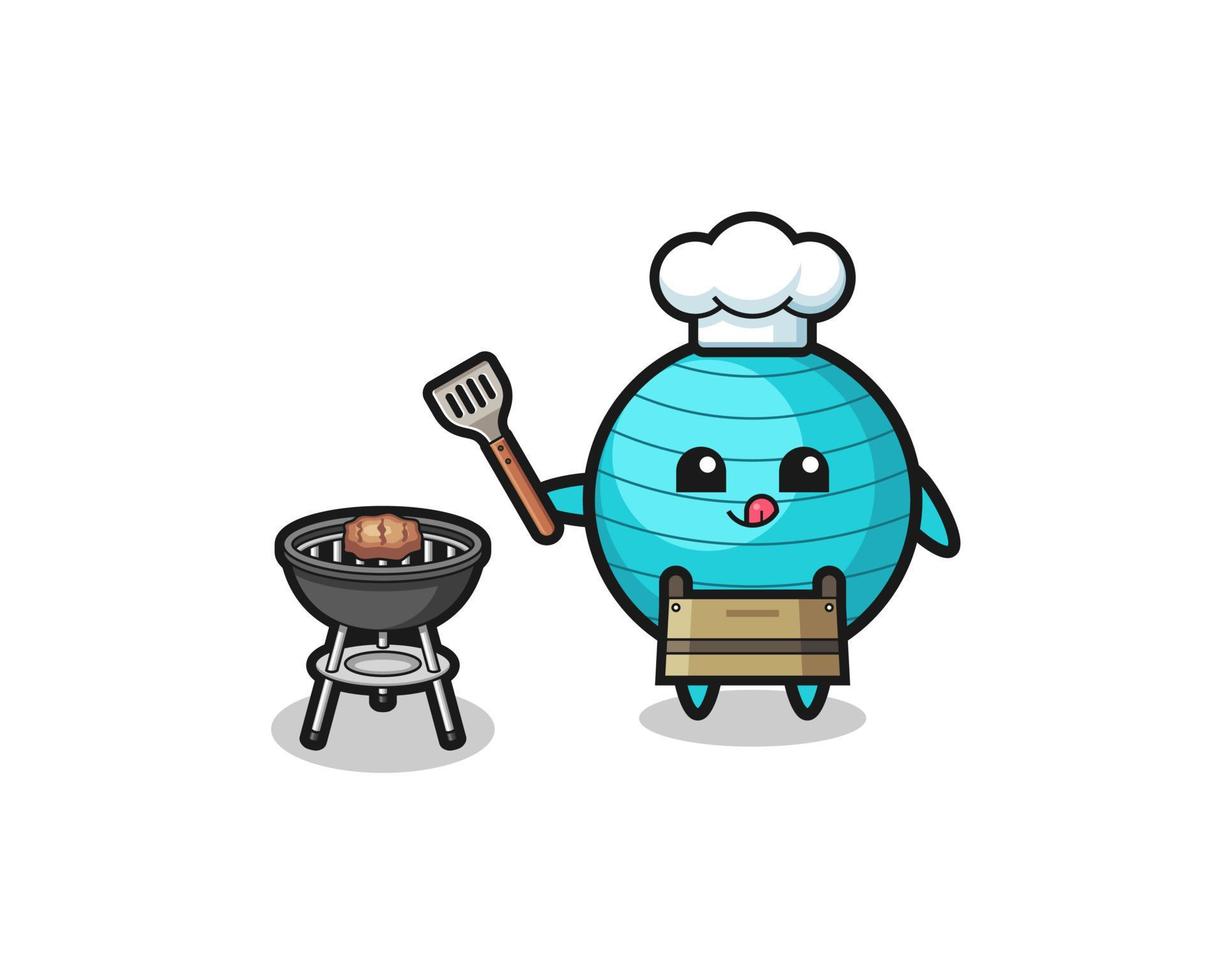 exercise ball barbeque chef with a grill vector