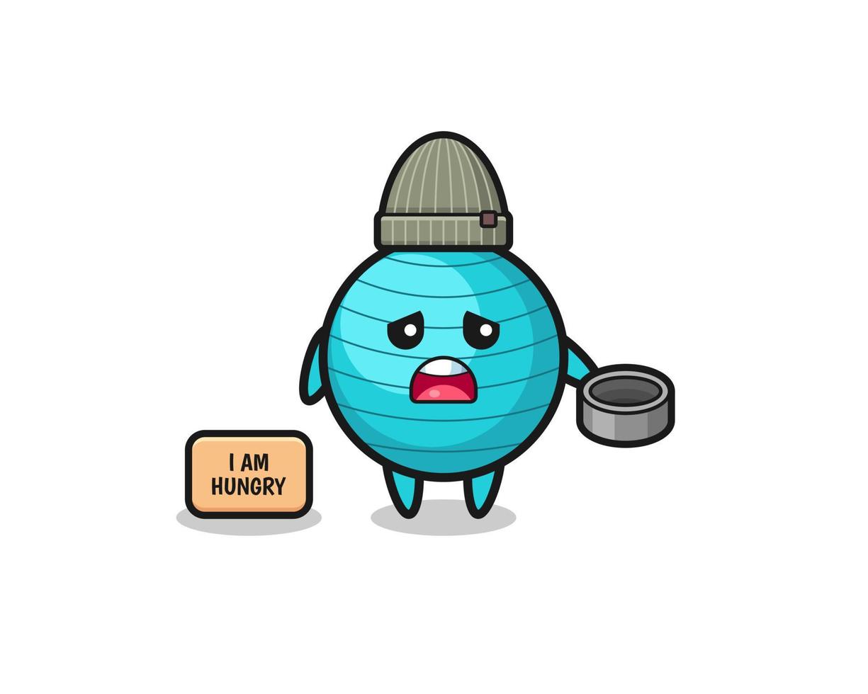 cute exercise ball beggar cartoon character vector