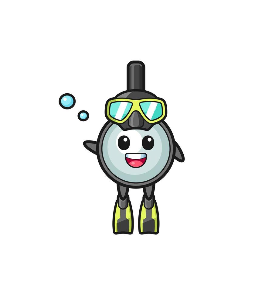 the magnifying glass diver cartoon character vector