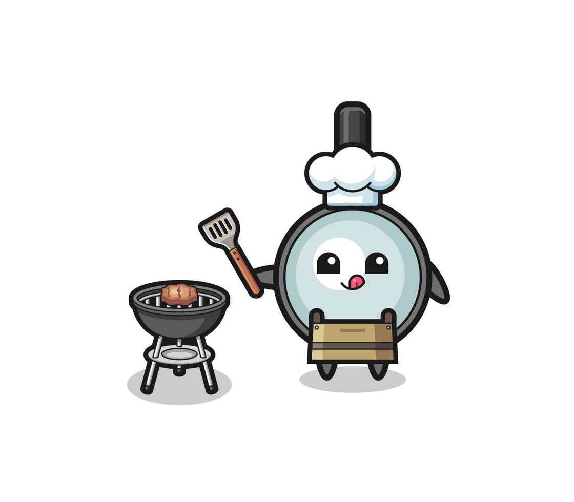 magnifying glass barbeque chef with a grill vector