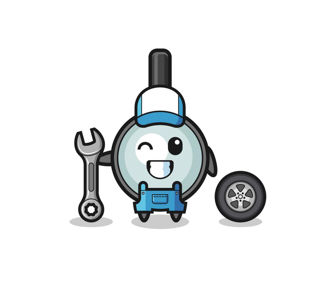 the magnifying glass character as a mechanic mascot vector