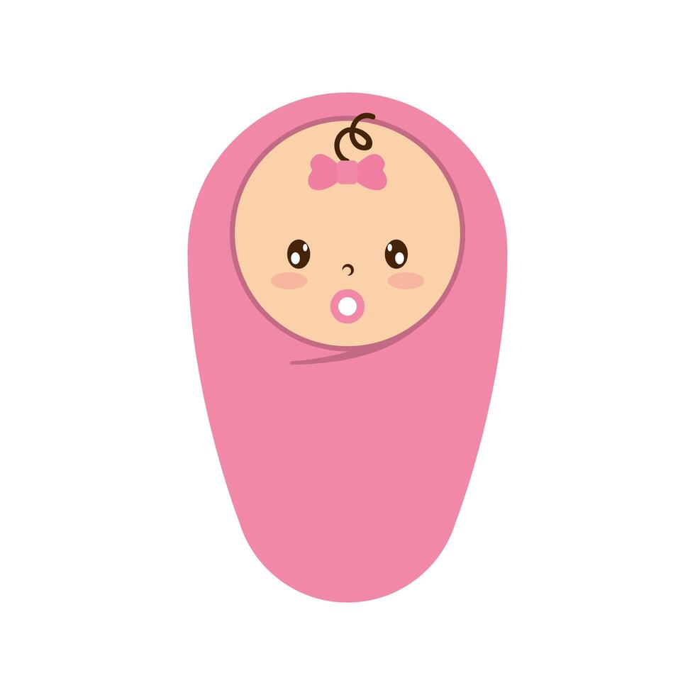 cute little baby girl character vector