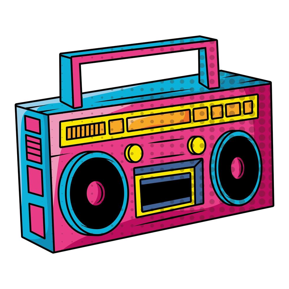 retro radio music player pop art style vector