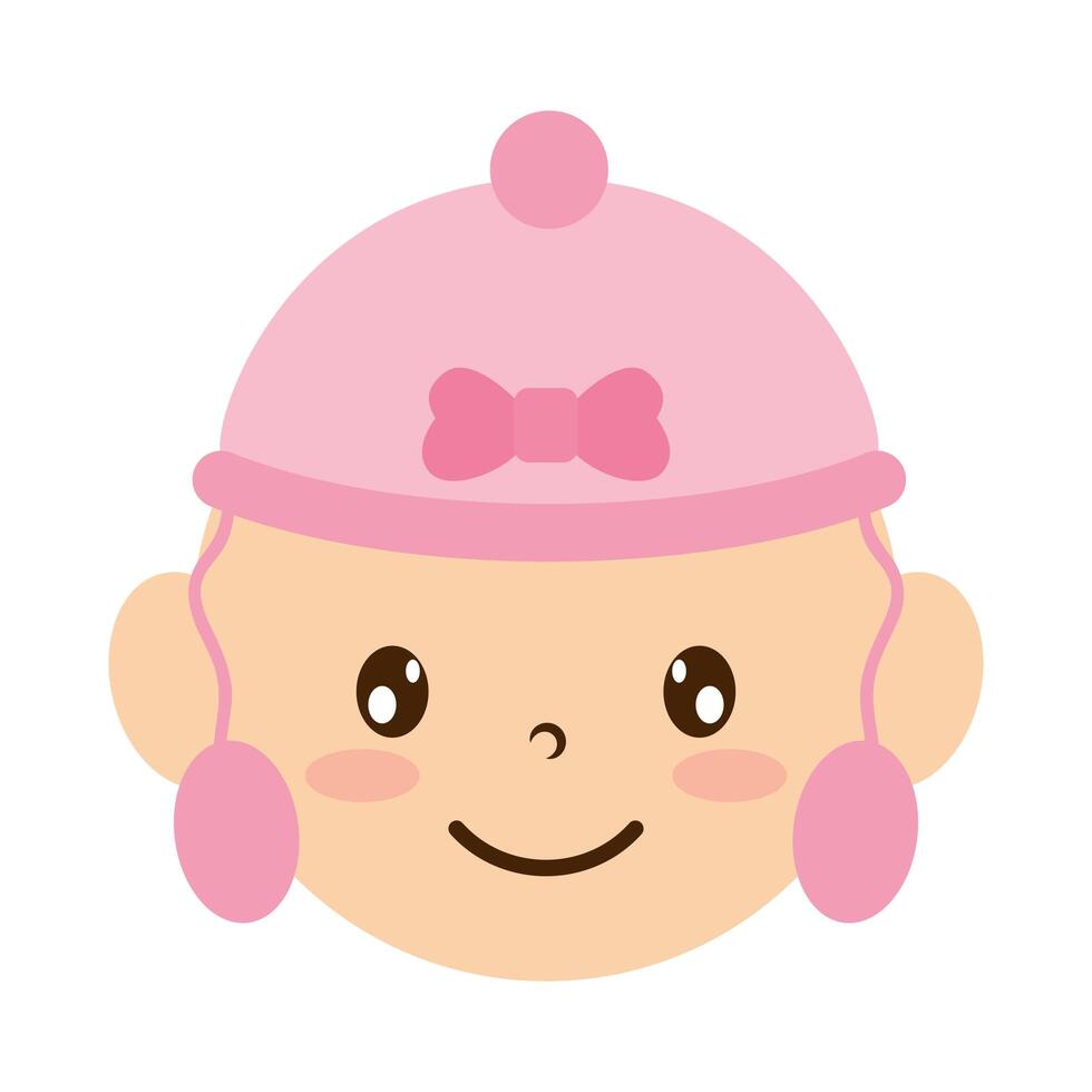 cute little baby girl head character vector