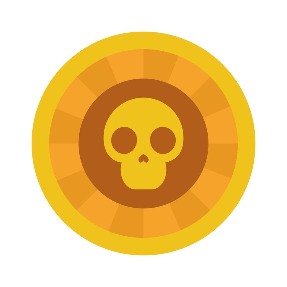 golden coin with mexican skull vector