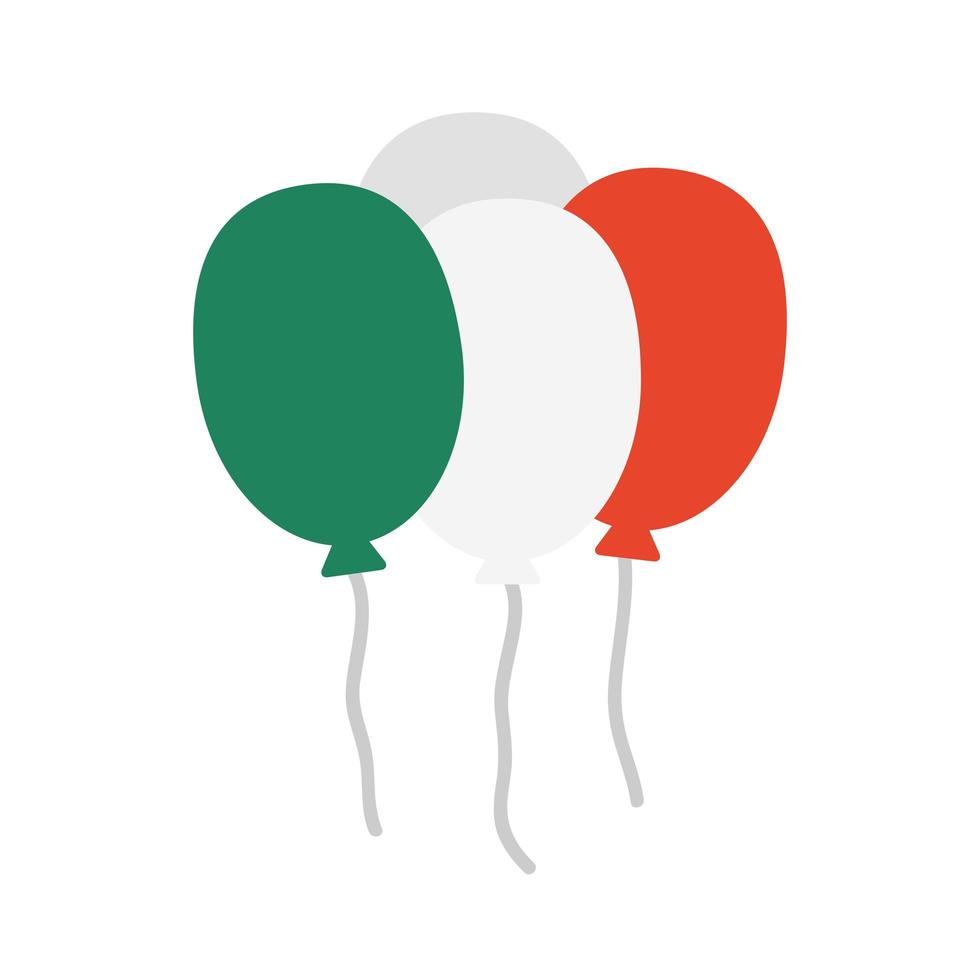 balloons helium with mexican flag colors fill style icon vector