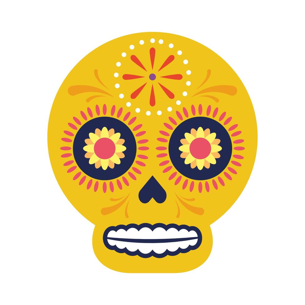 icono de cabeza de calavera mexicana tradicional vector