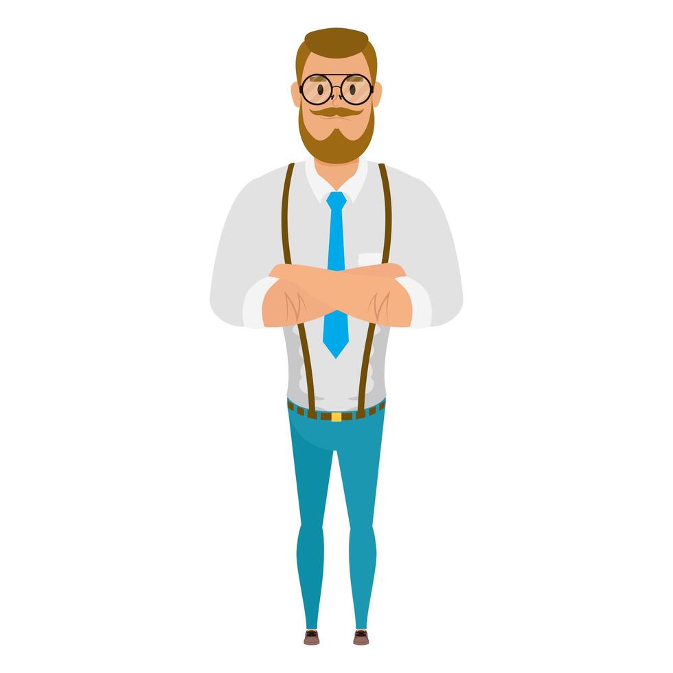 Hombre joven con personaje de avatar de barba vector