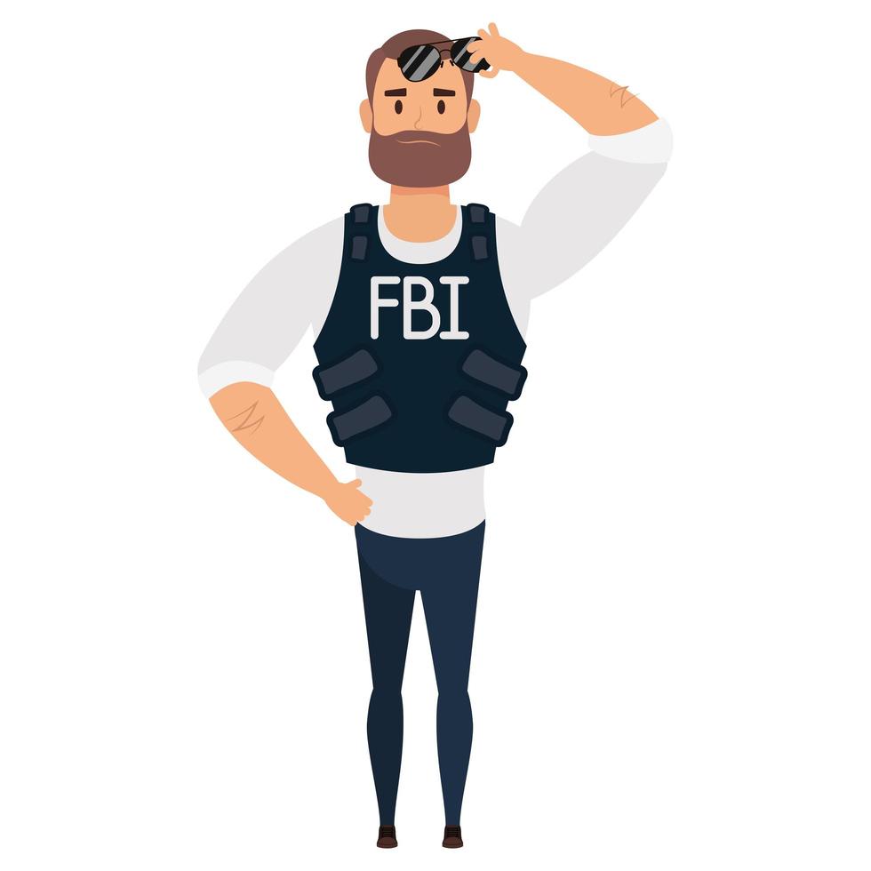 young man with beard fbi agent vector